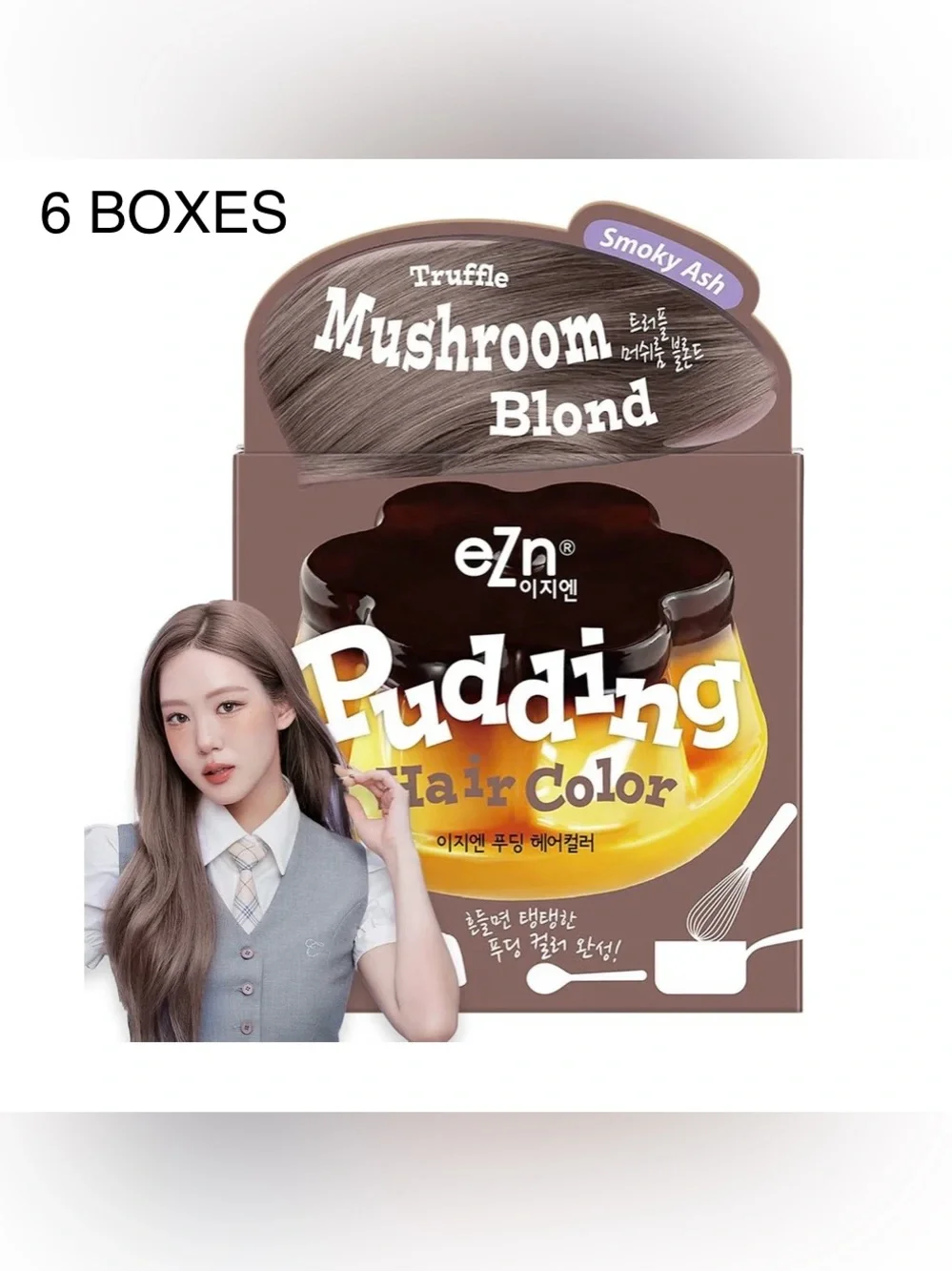 🆕 6 BOXES ezn Pudding Hair Color - Smoky Ash Truffle Mushroom Blond